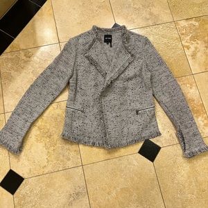 Gray Nic & Zoe cardigan sweater size small with fringe detail